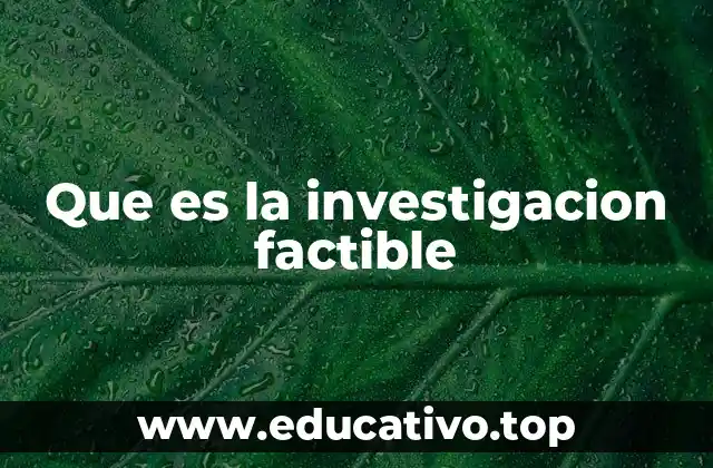Que es la investigacion factible
