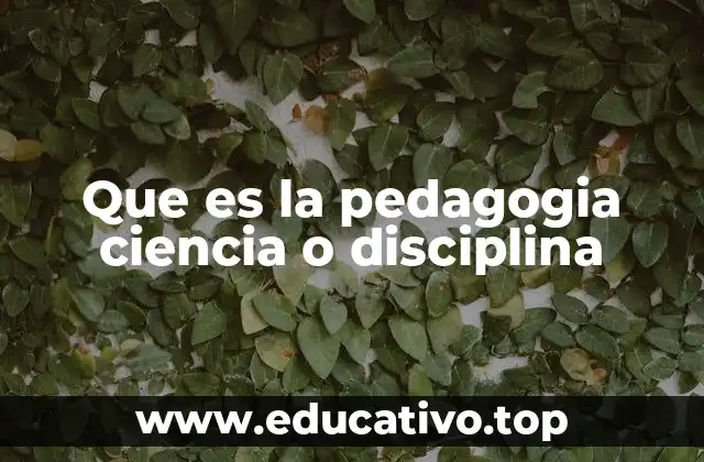 Que es la pedagogia ciencia o disciplina