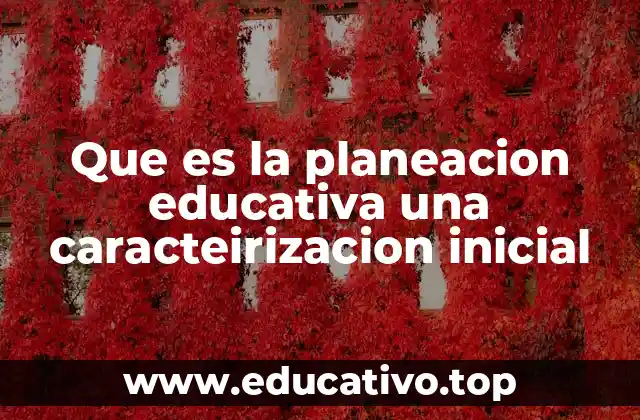 Que es la planeacion educativa una caracteirizacion inicial