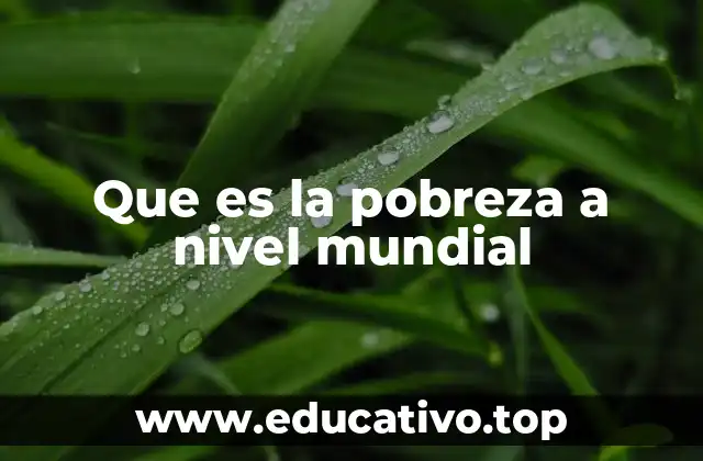 Que es la pobreza a nivel mundial