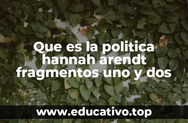 Que es la politica hannah arendt fragmentos uno y dos