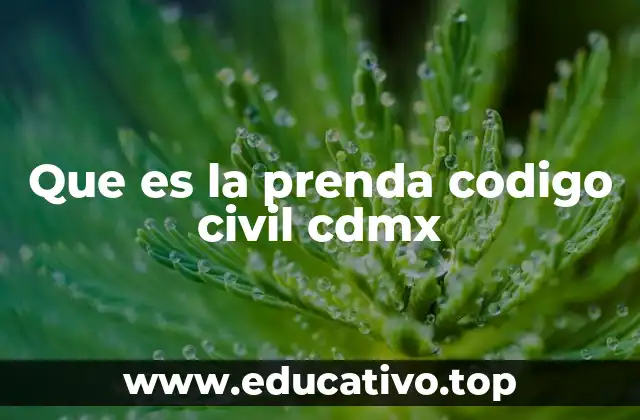 Que es la prenda codigo civil cdmx