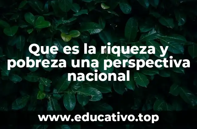 Que es la riqueza y pobreza una perspectiva nacional