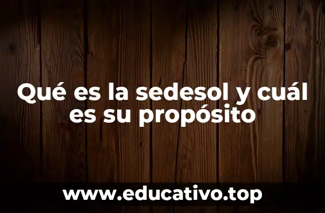 Qué es la sedesol y cuál es su propósito