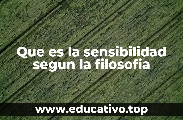 Que es la sensibilidad segun la filosofia