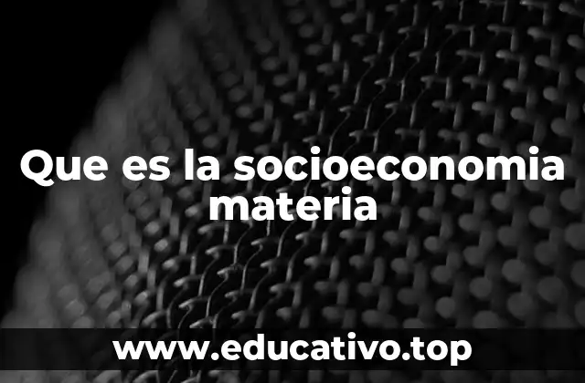 Que es la socioeconomia materia
