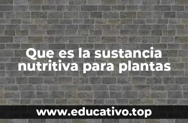 Que es la sustancia nutritiva para plantas