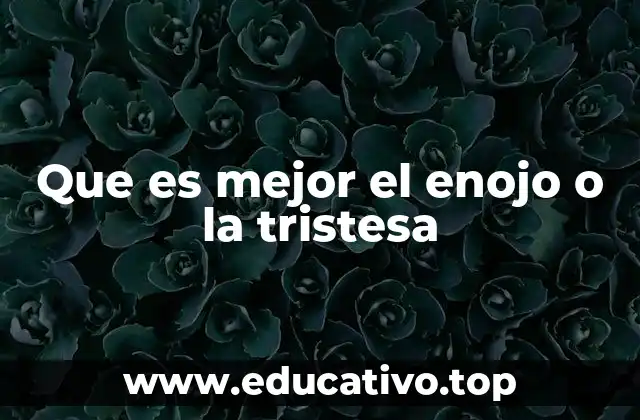 Que es mejor el enojo o la tristesa