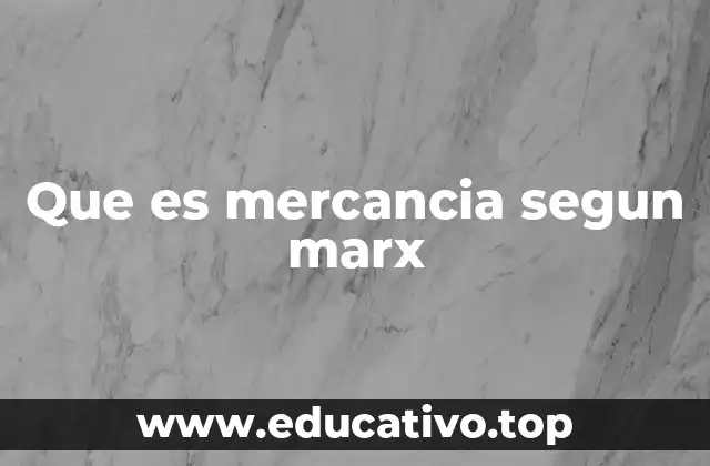 Que es mercancia segun marx