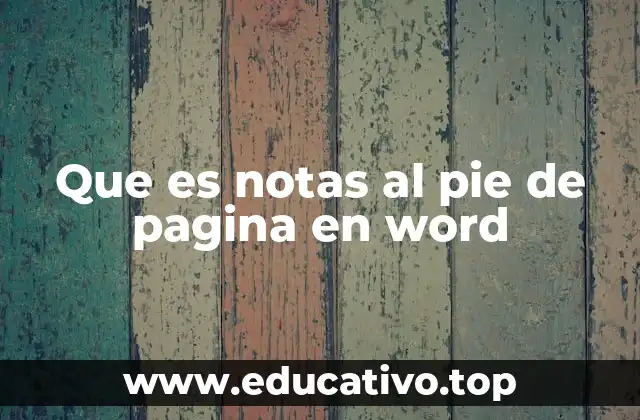 Que es notas al pie de pagina en word