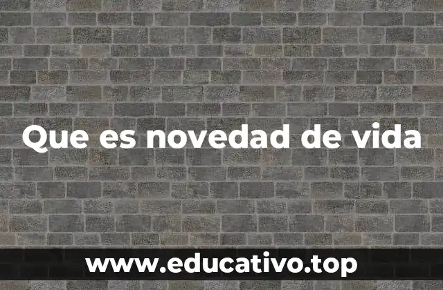 Que es novedad de vida