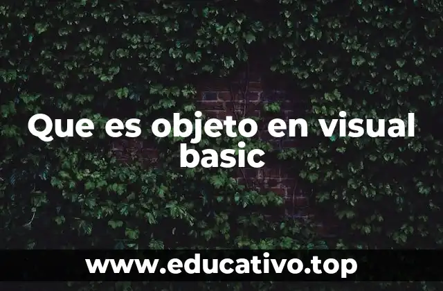 Que es objeto en visual basic