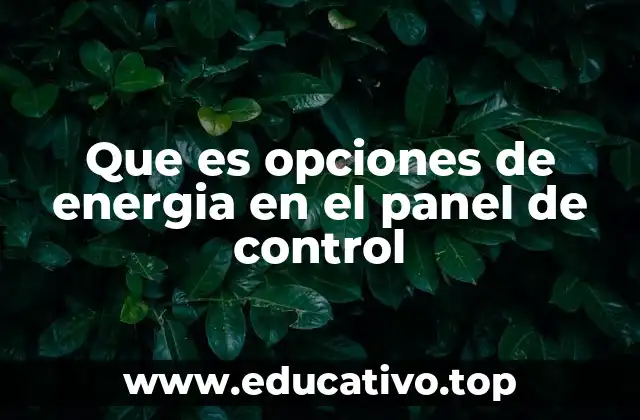 Que es opciones de energia en el panel de control