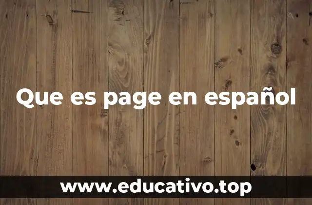 Que es page en español