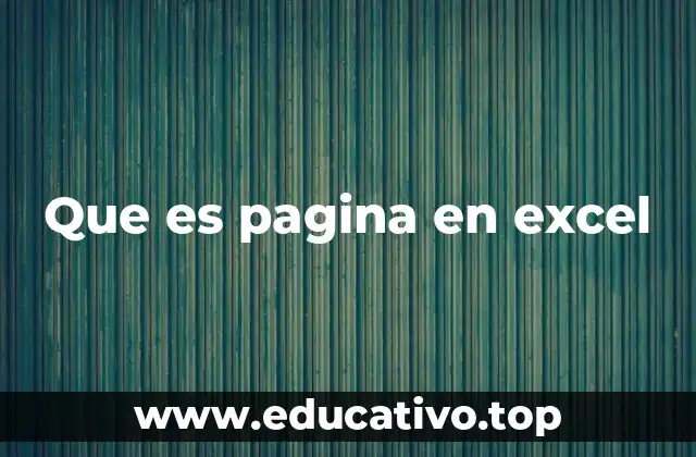 Que es pagina en excel