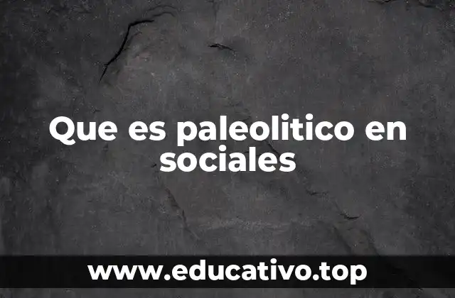 Que es paleolitico en sociales