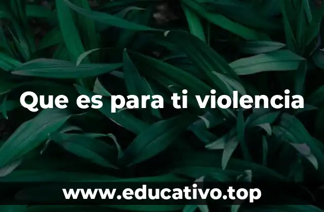 Que es para ti violencia