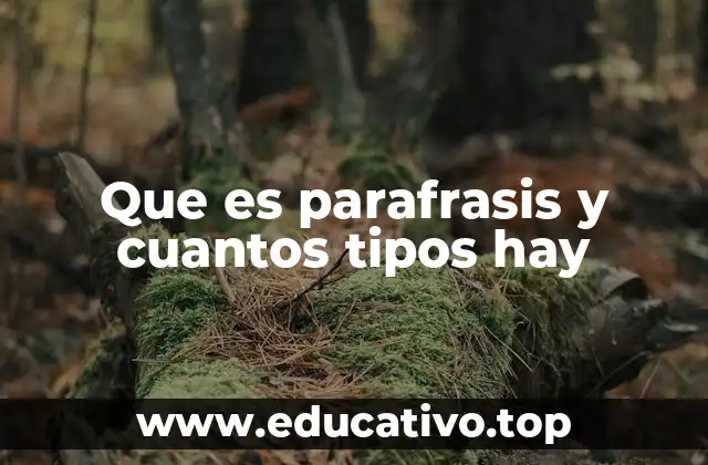Que es parafrasis y cuantos tipos hay