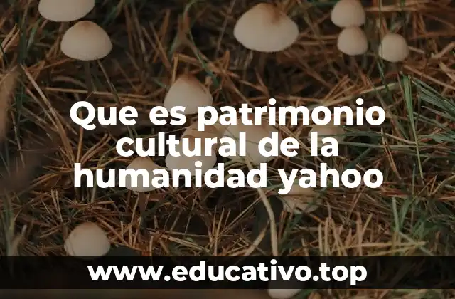 Que es patrimonio cultural de la humanidad yahoo