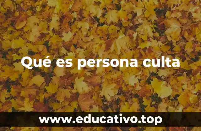 Qué es persona culta
