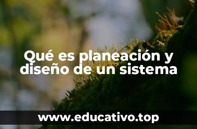 Qué es planeación y diseño de un sistema