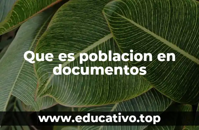 Que es poblacion en documentos