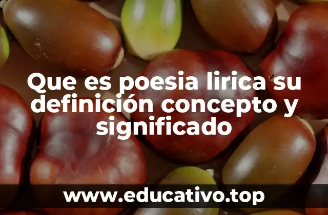 Que es poesia lirica su definición concepto y significado