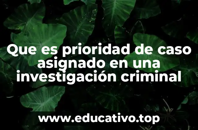 Que es prioridad de caso asignado en una investigación criminal