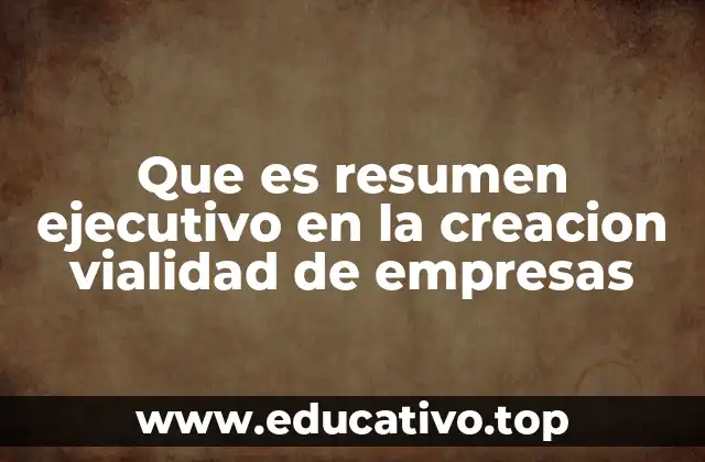 Que es resumen ejecutivo en la creacion vialidad de empresas