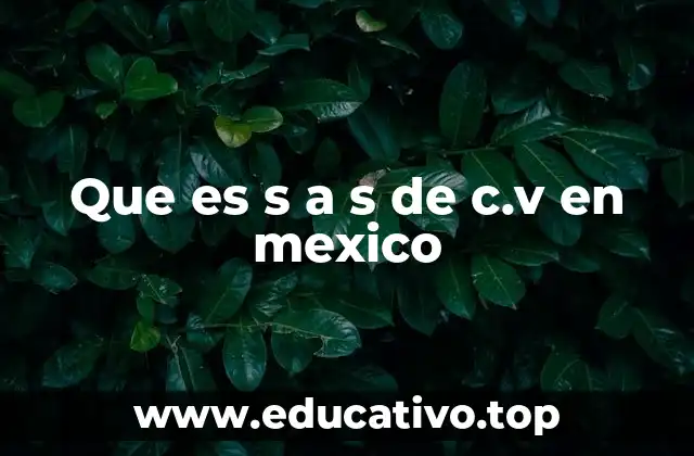 Que es s a s de c.v en mexico