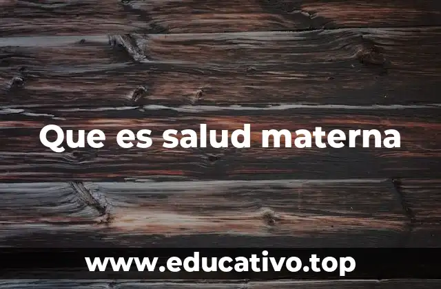 Que es salud materna