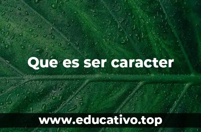 Que es ser caracter