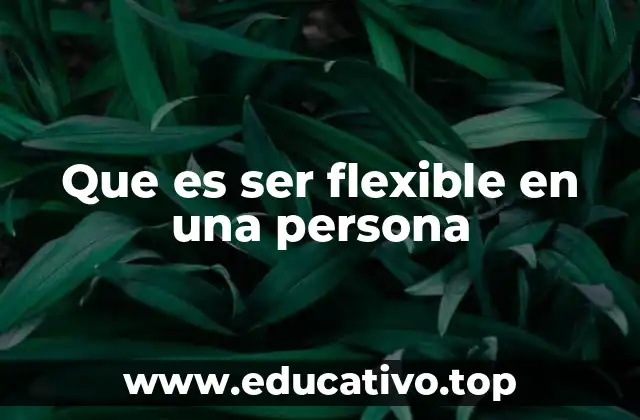Que es ser flexible en una persona
