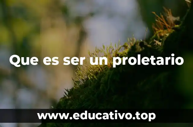Que es ser un proletario