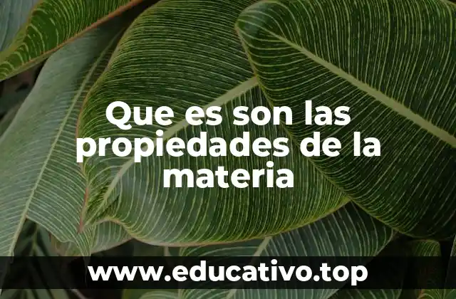 Que es son las propiedades de la materia