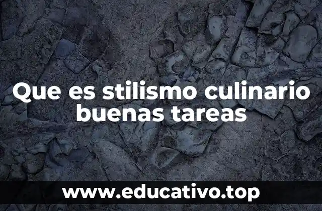 Que es stilismo culinario buenas tareas