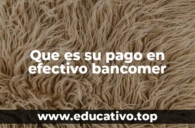 Que es su pago en efectivo bancomer