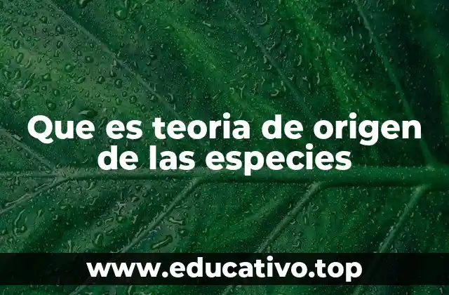 Que es teoria de origen de las especies
