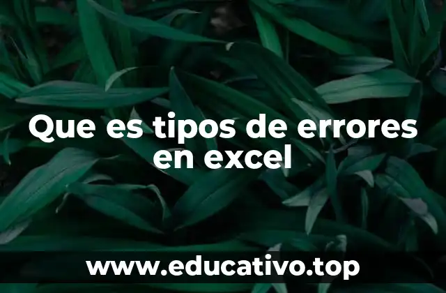 Que es tipos de errores en excel