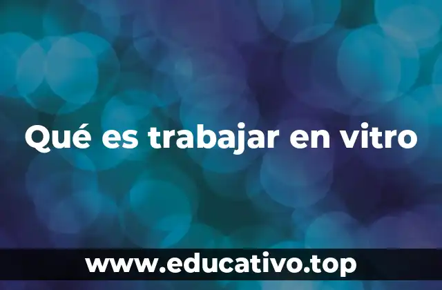 Qué es trabajar en vitro