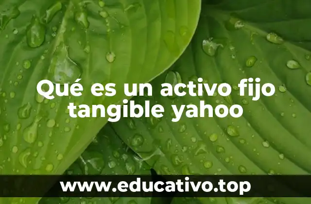 Qué es un activo fijo tangible yahoo