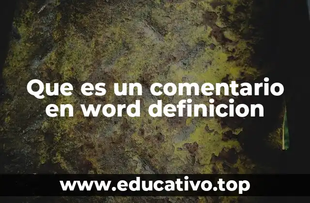 Que es un comentario en word definicion