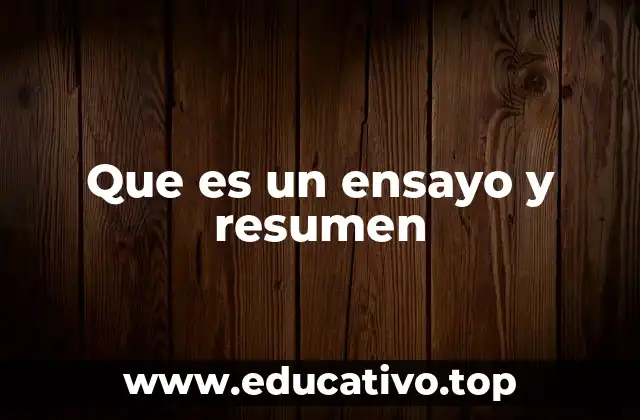 Que es un ensayo y resumen