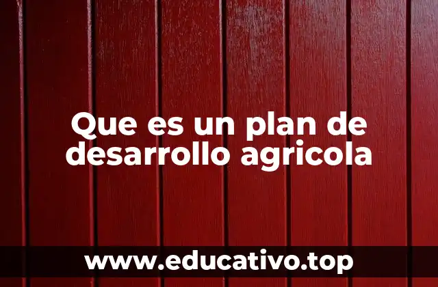 Que es un plan de desarrollo agricola