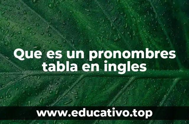 Que es un pronombres tabla en ingles