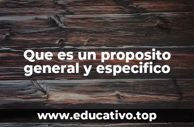 Que es un proposito general y especifico
