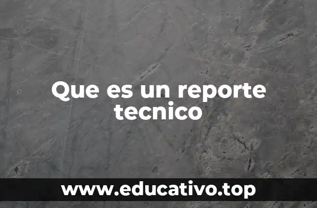 Que es un reporte tecnico