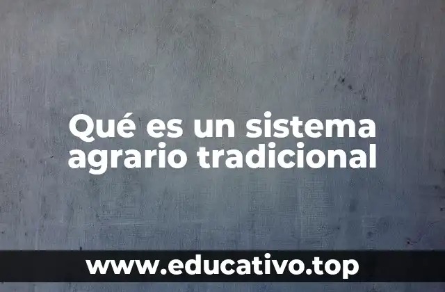 Qué es un sistema agrario tradicional