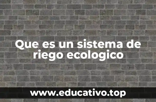 Que es un sistema de riego ecologico