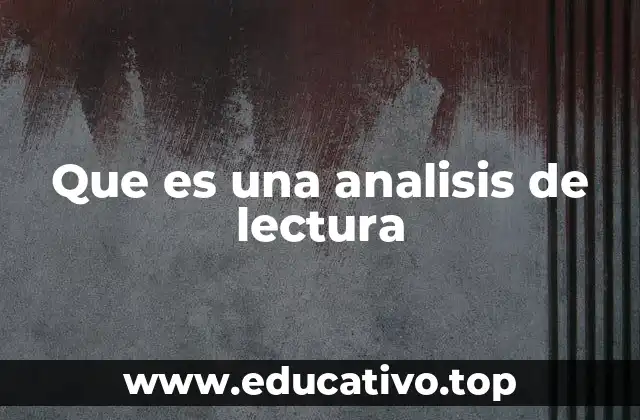 Que es una analisis de lectura
